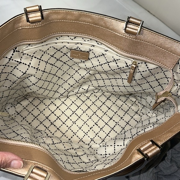 KATE SPADE Rose Gold Glimmer X Large Tote Satchel Handbag Metallic Shoulder Bag - Picture 10 of 10
